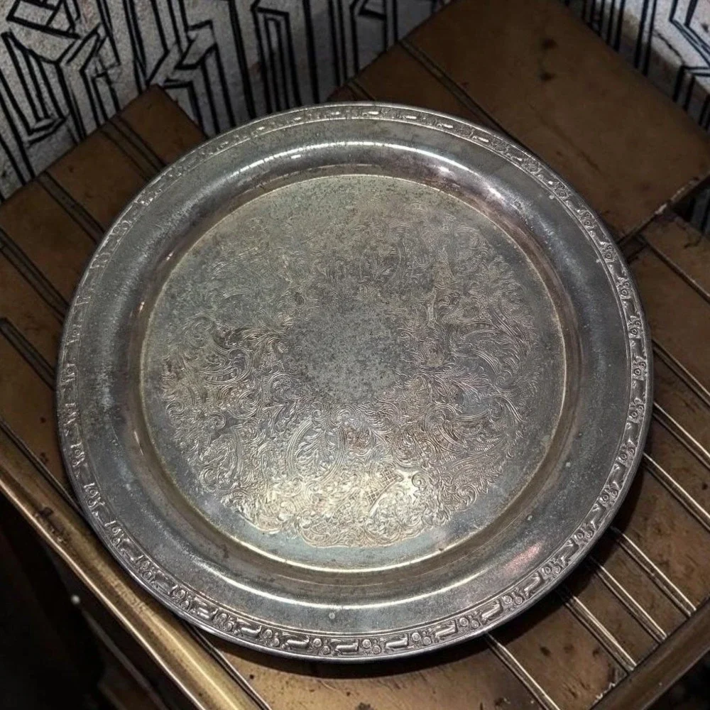 Oneida Silver Plate Serving Tray, Vintage Etched Dish, Replacement USA Serveware